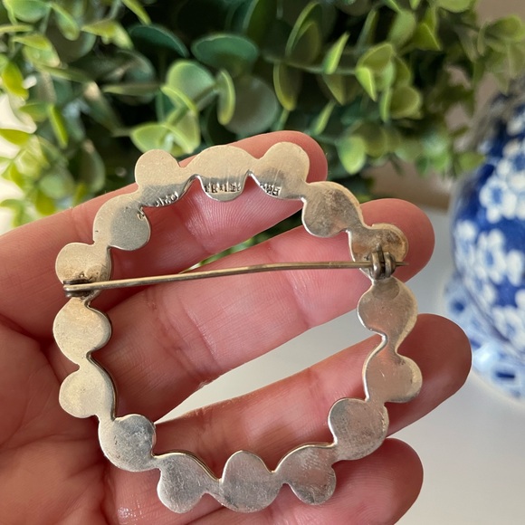 MEXICO 925 Sterling Silver Vintage Swirl Dome Pattern Round Brooch Pin - Picture 3 of 5